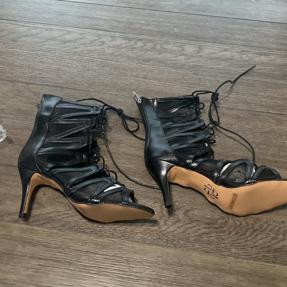 NWT BURJU Vikky Open Toe Strappy Mesh Cut Out Lace Up Ankle Boots | Size 11 - Picture 4 of 12